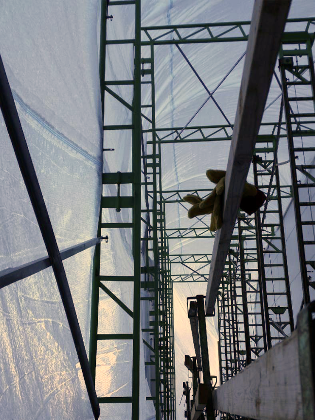 Winter Enclosure for entire adjustable masonry scaffolding